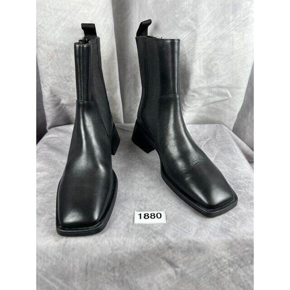 SOLD Vagabond Blanca  Square Toe Leather Chelsea Boots Black Size US 6.5, EU 37 - Picture 2 of 7